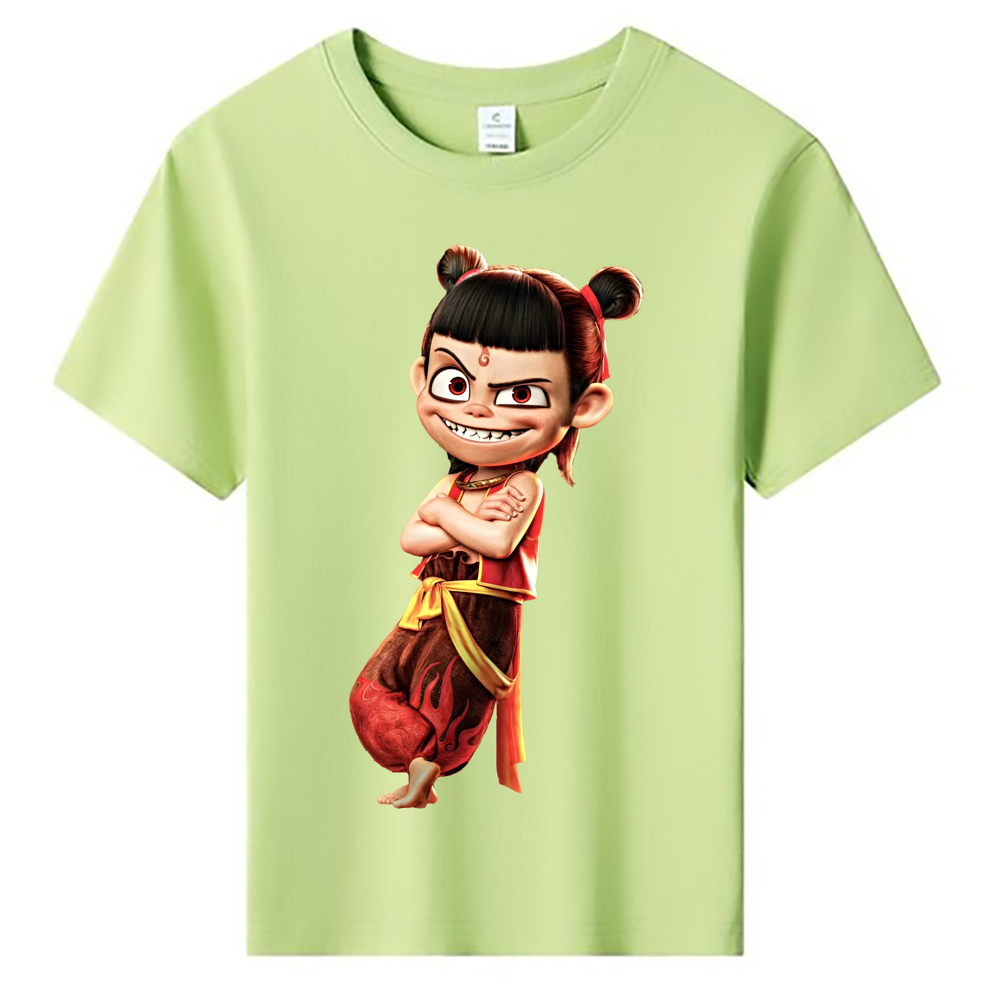 （画像用） Ne Zha 2 ナタ 魔童の大暴れ 綿100％キッズTシャツ（フロントプリント）